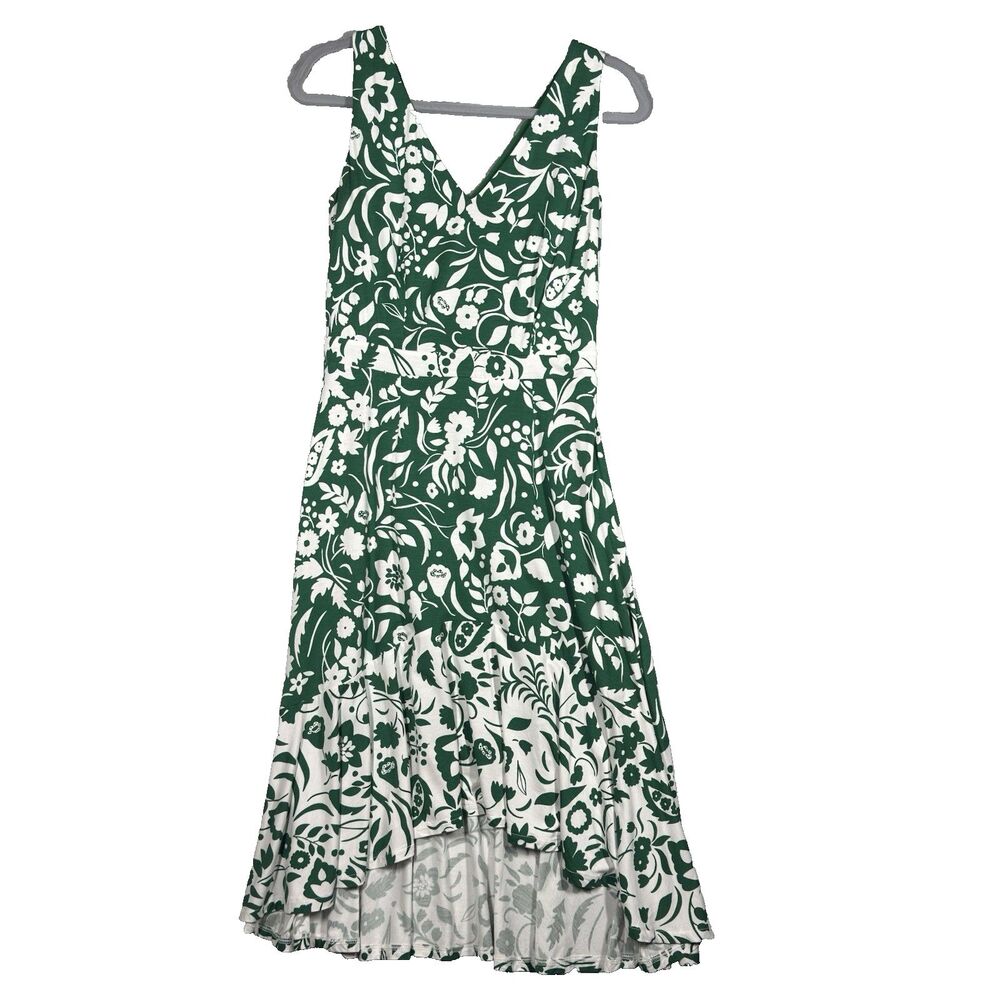 Boden Sleeveless Dress Women's Green and White Floral Print Eliza Size 6 Petite